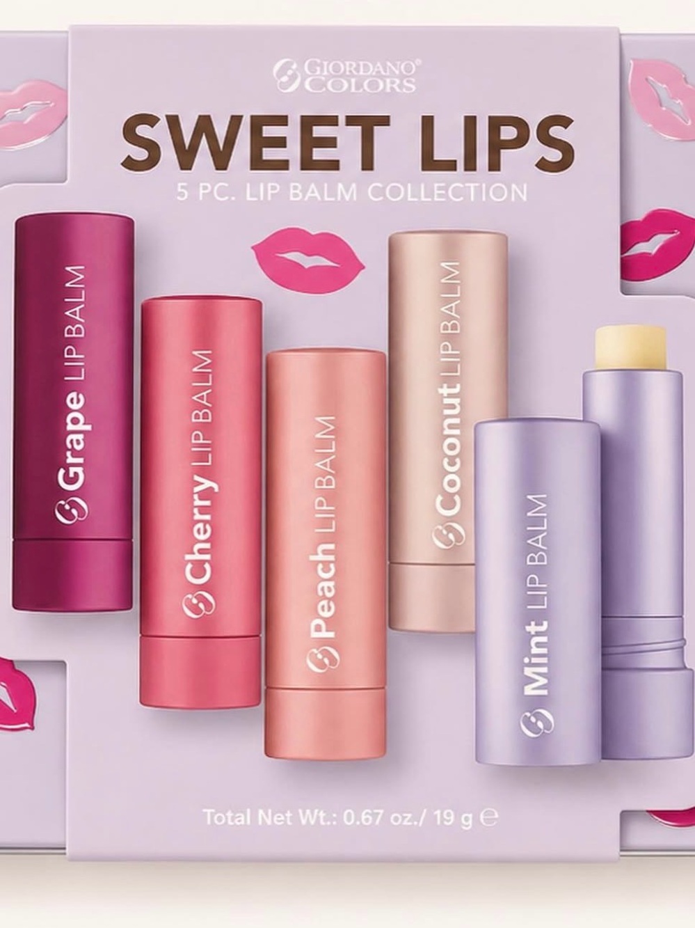Sweet Lips 5-Pc Lip Balm Collection - Pink & Purple Shades With Tin Case